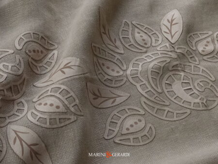 Alba Chiara Tende Moderne Lino Ricamate Foglie Rosa Particolare - Marini & Gerardi