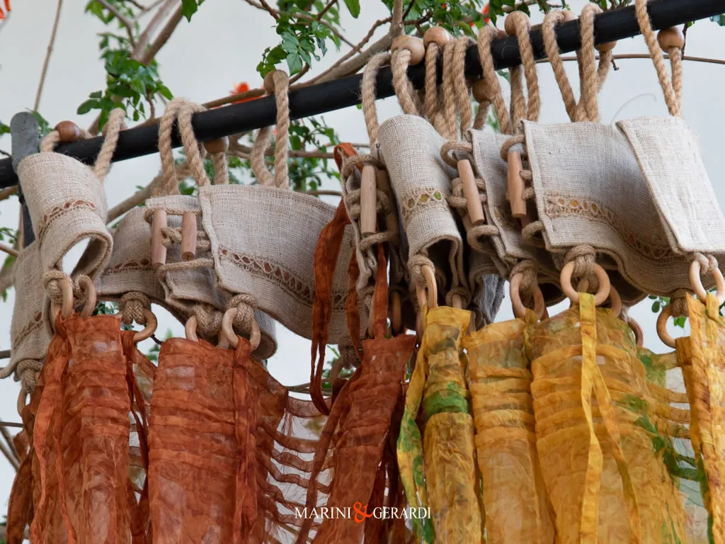 Cavaliere Splendida Coppia Tende Organza Stropicciata Arancio Giallo