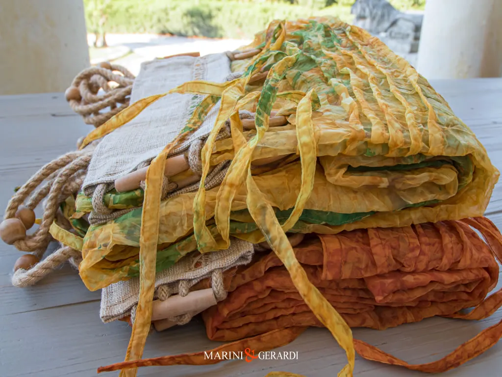 Cavaliere Tenda Organza Stropicciata Aranciio Giallo CR261