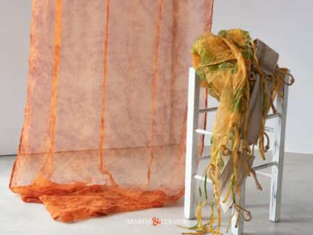 Cavaliere Tenda Organza Stropicciata Mantovana In Yuta Anelli Legno