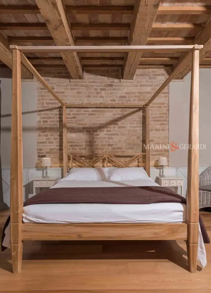 Letto baldacchino moderno letto in teak naturale