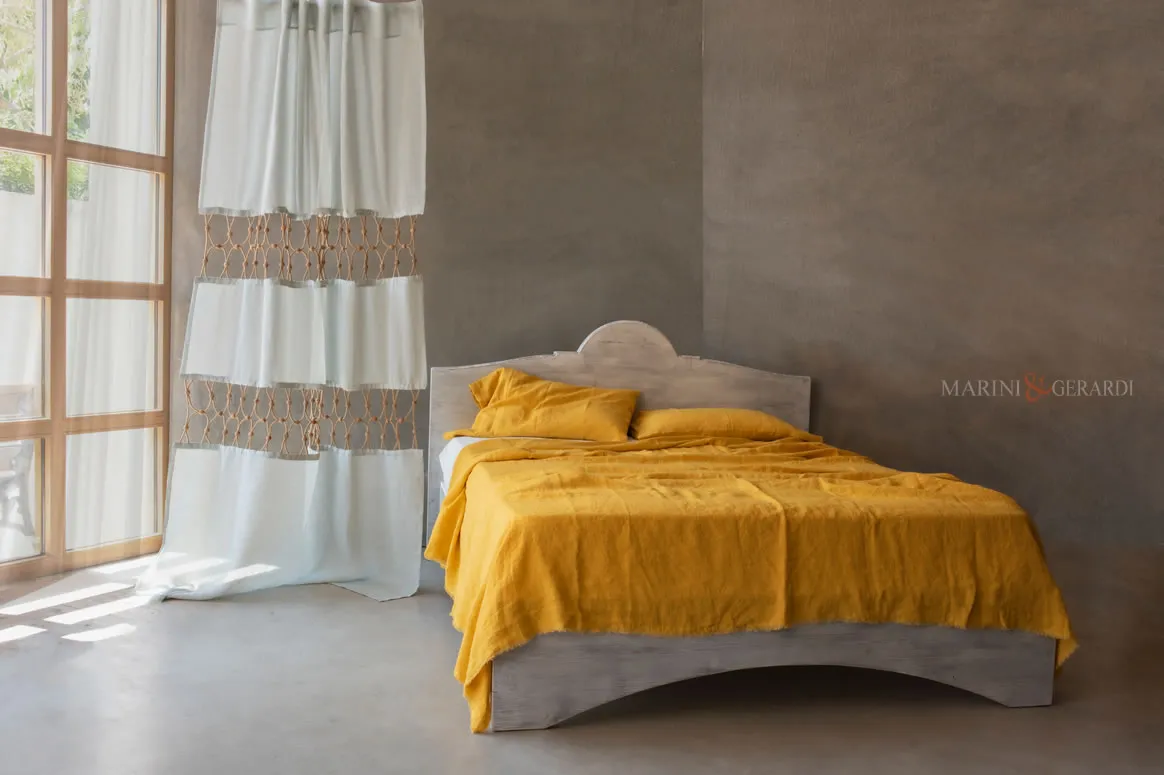 Tende interni in lino a doppia frangia shabby chic