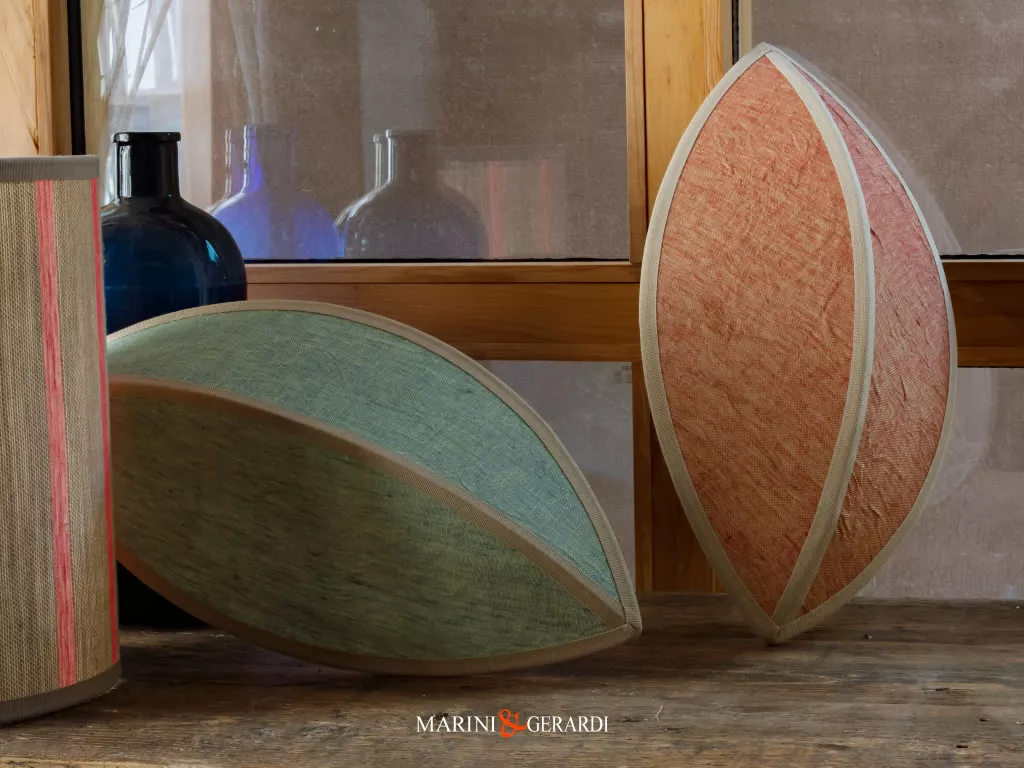 Applique parete design foglia tessuto lino stropicciato