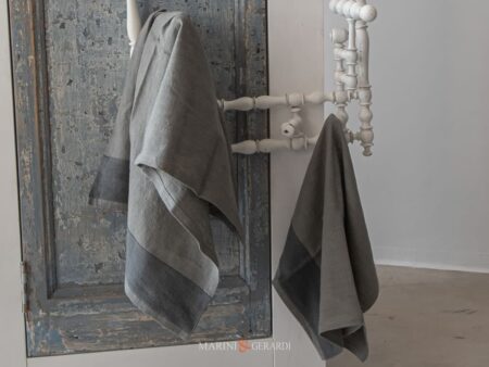 Asciugamani In Lino Cenere Grigio Antracite