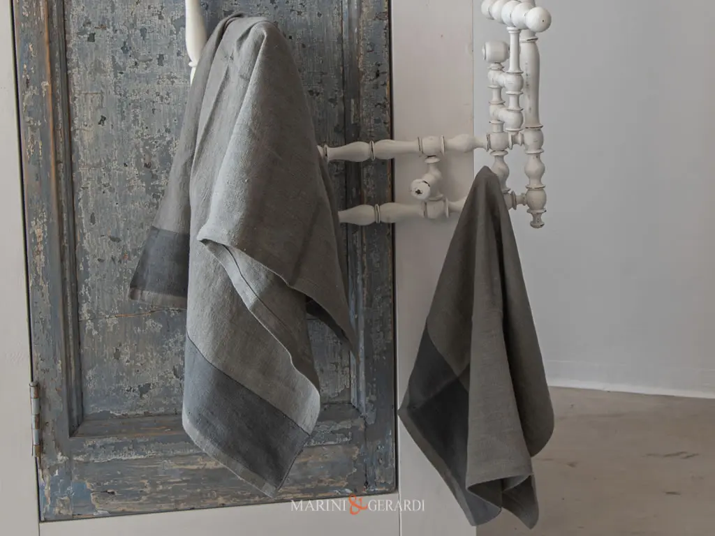 Asciugamani In Lino Cenere Grigio Antracite