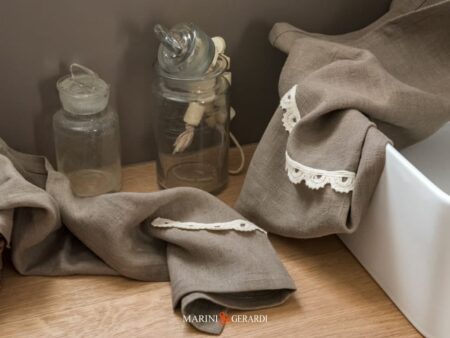 Biancheria Bagno Asciugamani Lino Ricamo