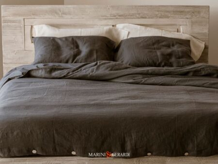 Set Lenzuola - Copripiumino Matrimoniale Lenzuola Lord Byron Tessuto Lino Castagno