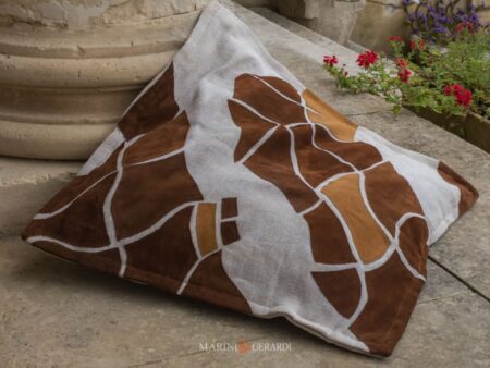 Cuscini Arredo Con Pelle Scamosciata Marrone Scuro Chiaro IT074