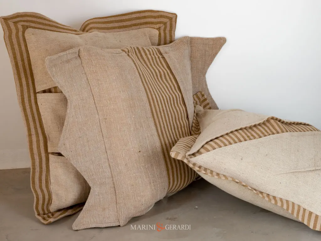 Cuscini Arredo Divano Design In Tessuto Cotone Juta