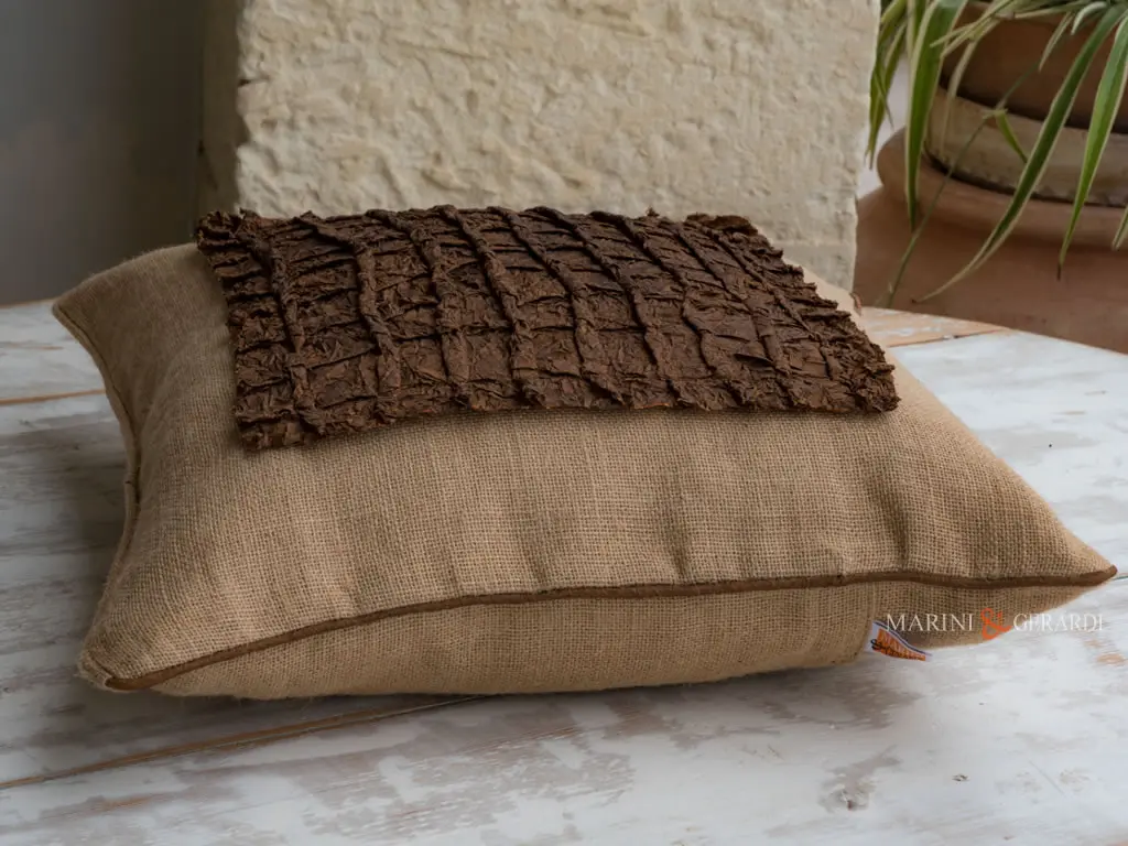 Cuscini Arredo Juta Shantung Stropicciato Marrone