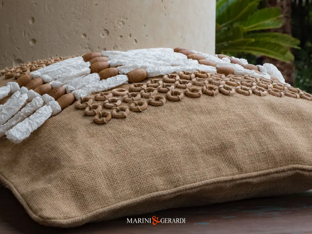 Cuscini Arredo Preziosi Juta Legno Organza