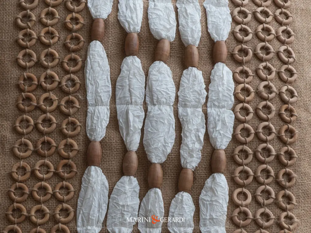 Cuscini Decorativi Preziosi Bianco Con Anellini In Legno