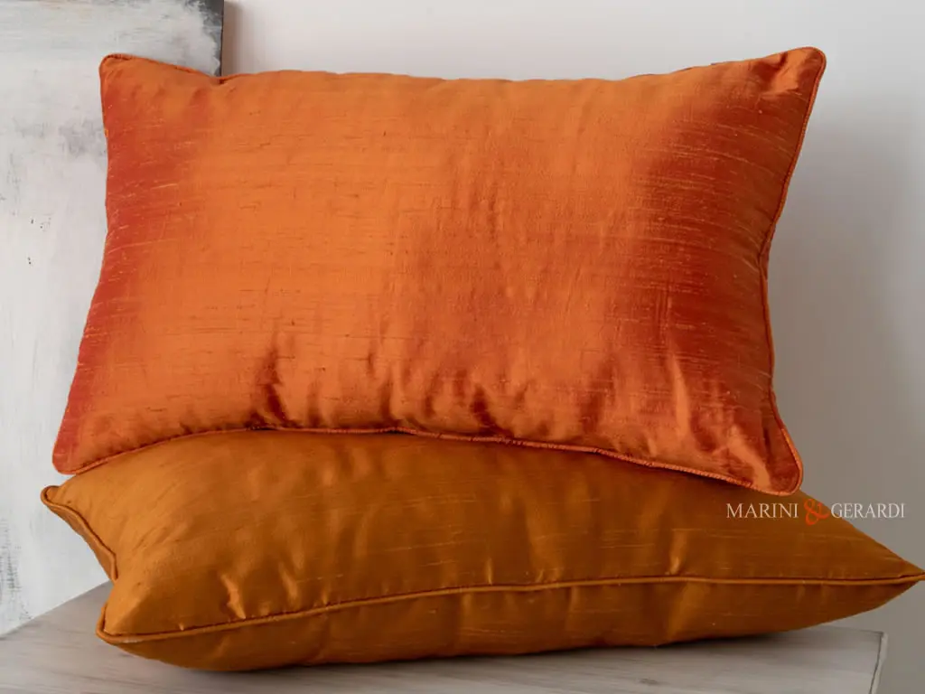 Cuscini Shantung Tessuto In Seta Arancio - Marini&Gerardi