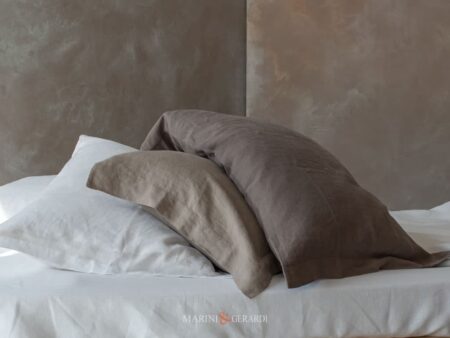 Duchessa Federe Cuscini Letto In Lino Bianco Tortora Terra Umbra