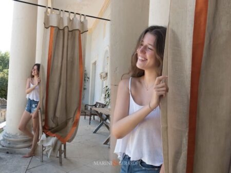 ERACLEA - Tenda in Lino Ecru e Seta a teli sovrapposti