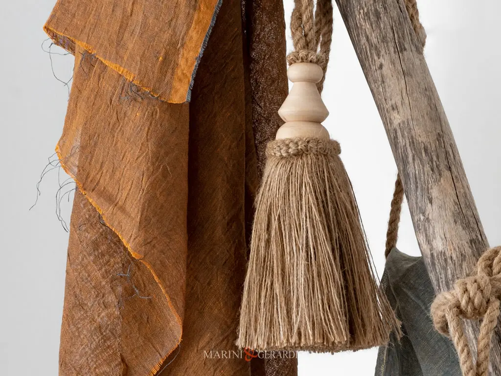 Fiocco In Juta Testa Legno Tornito Per Tenda Shabby Chic Bag08