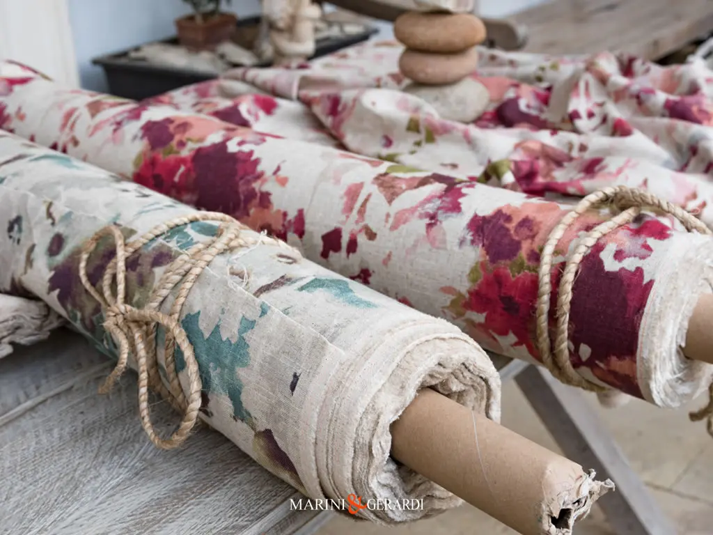 Fiori Di Mare Lino Viscosa Alzavola Rotoli Tessuto