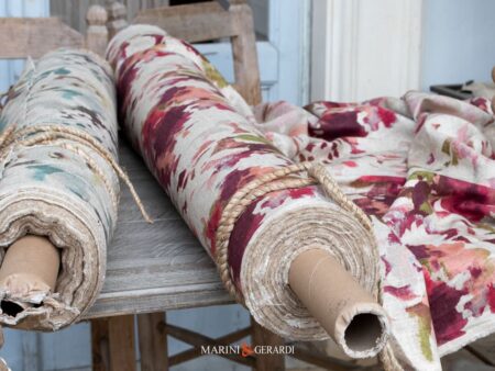 Fiori Di Mare Lino Viscosa Rotoli Tessuto Per Tende Tovalie Tappezzeria