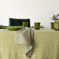 Home Tovaglie Con Tovaglioli Per Tavola Elegabte In Lino Verde Pistacchio