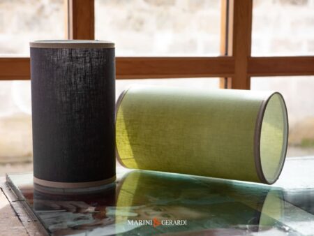 Lampada Sospensione A Cilindro In Lino Antracite Canarino