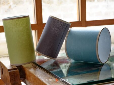 Lampada Sospensione A Cilindro Tessuto Lino Liquirizia