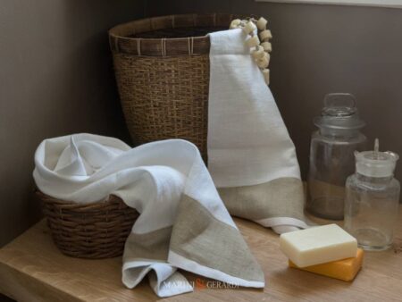 Lavamani Asciugamani Telo Grande Bidet In Lino Panna