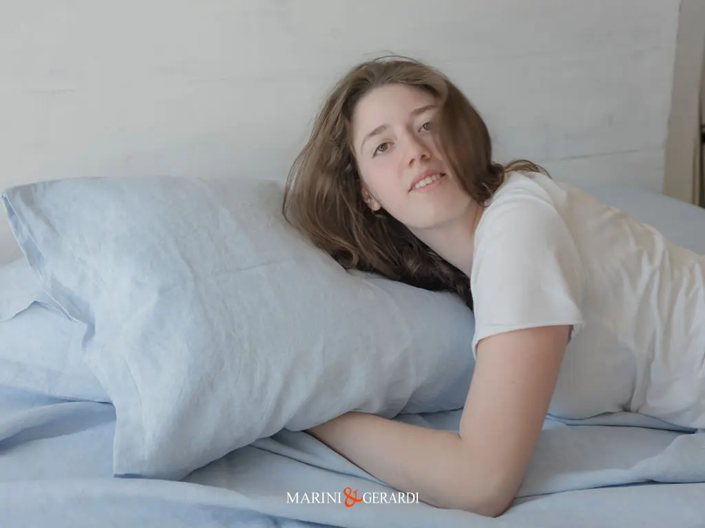 Lenzuola Letto Singolo Matrimoniale Una Piazza E Mezza In Lino Blu Ceruleo