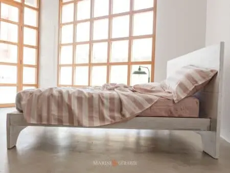 Lenzuola Matrimoniale O Letto Singolo In Lino Righe Vino Rose