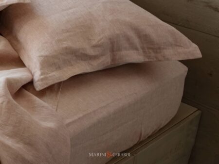 MOJAVE - Lenzuolo Sotto in Puro Lino Lavato Angoli - Colore Vino Rose