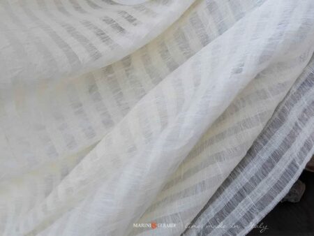 Lino Garzato Per Tende Righe Trasparente Masseria In Bianco