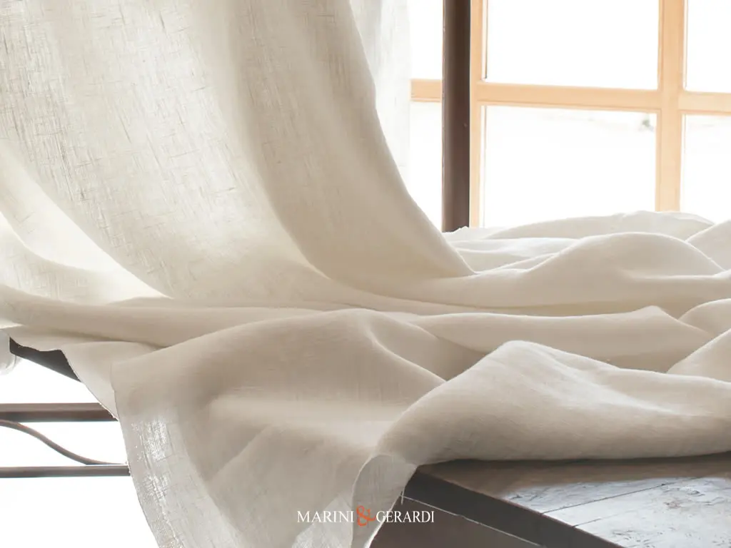 Locorotondo Tessuto Per Tende Da Interno In Lino Bianco Calce