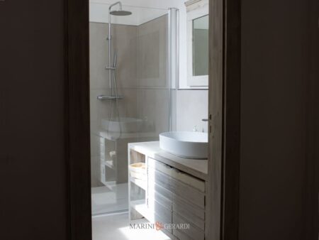 Mobile Arredo Bagno Con Specchiera Shabby Cornice Legno