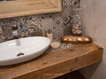 Mobili Bagno Shabby Legno Massello Specchio Cornice Legno