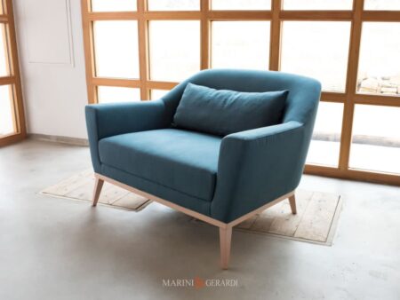 Numero1 Divano In Lino Blu 2 Posti Piedi A Spillo