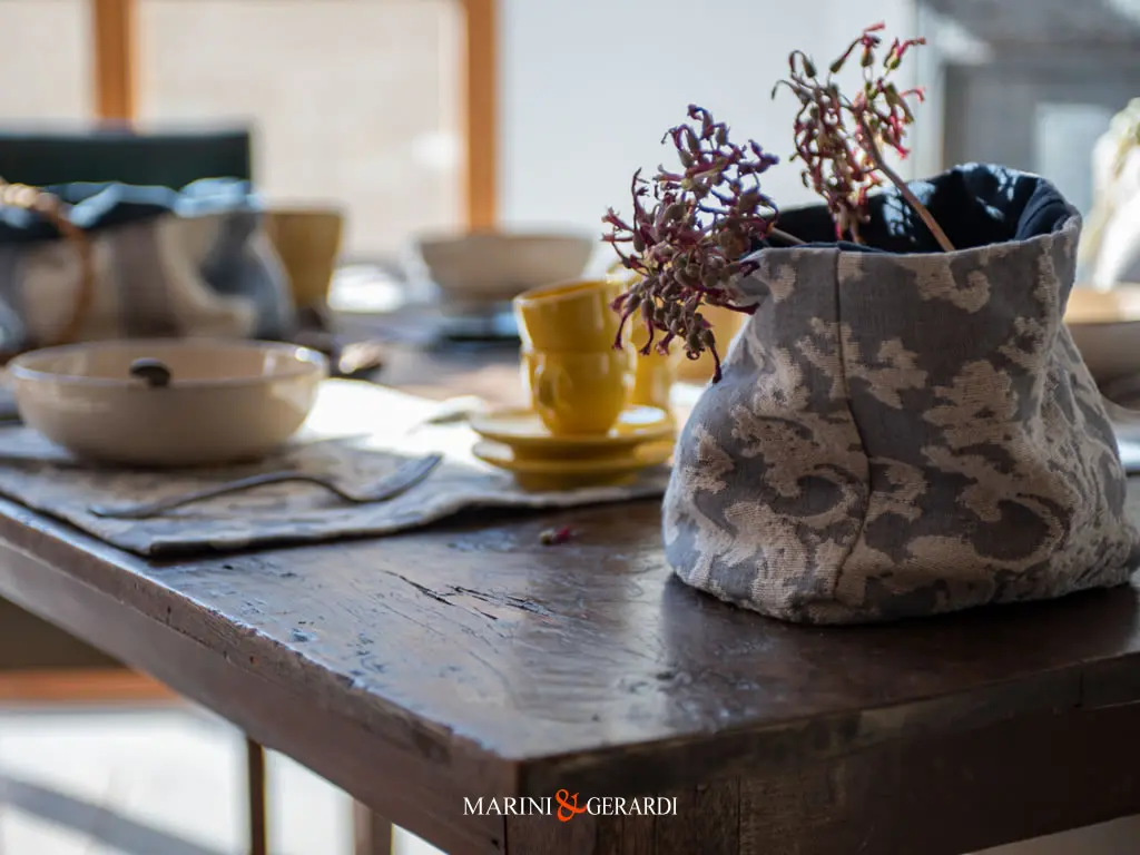 Porta Biscotti Porta Pane Per Colazione Jaquard In Lino
