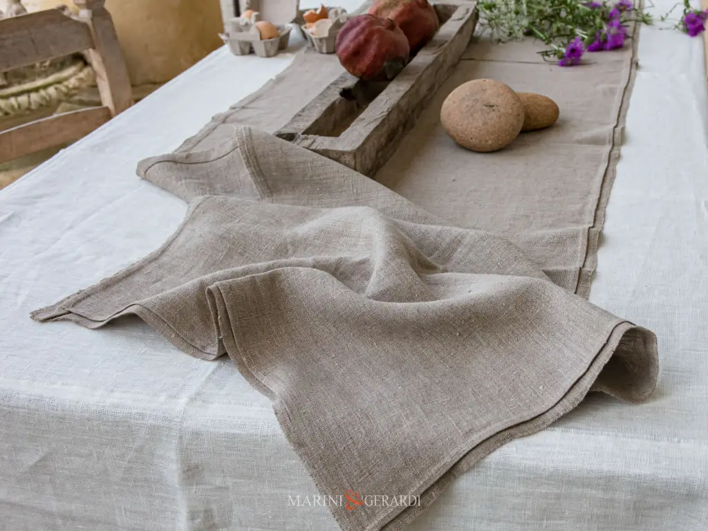 Runner Lino Colore Rustico Naturale Elegante Shabby