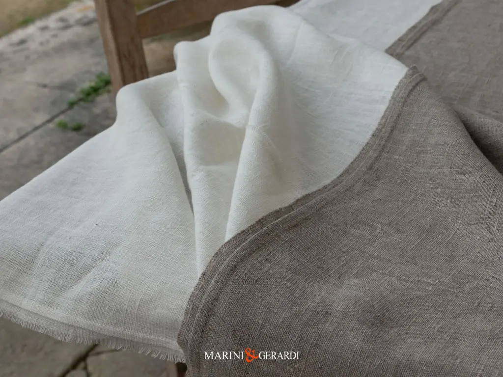 Runner Lino Rustico Colore Naturale Bianco