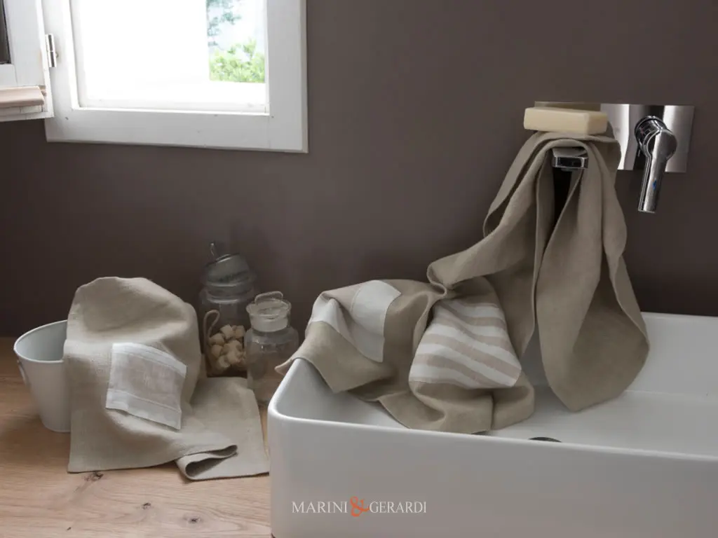 Set Asciugamani Bagno Offerte In Lino CaffeLatte