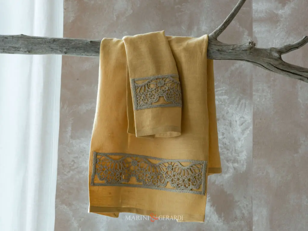 set asciugamani bagno personalizzati di lino pannocchia con ricamo