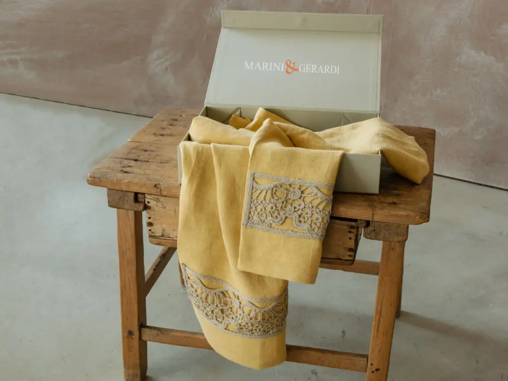 set asciugamani lino bagno personalizzati pannocchia con ricamo