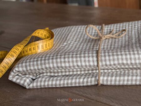 Stoffa A Quadretti In Lino Shabby Beige Per Tovaglie