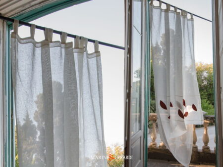 Tenda Con Asole Panna Tessuto Lino Salento La Greca - Tende in Lino moderne