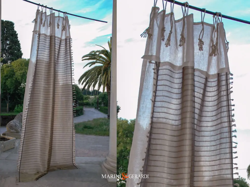 Tenda Di Puro Lino Ginevra Con Doppio Pannello In Seta