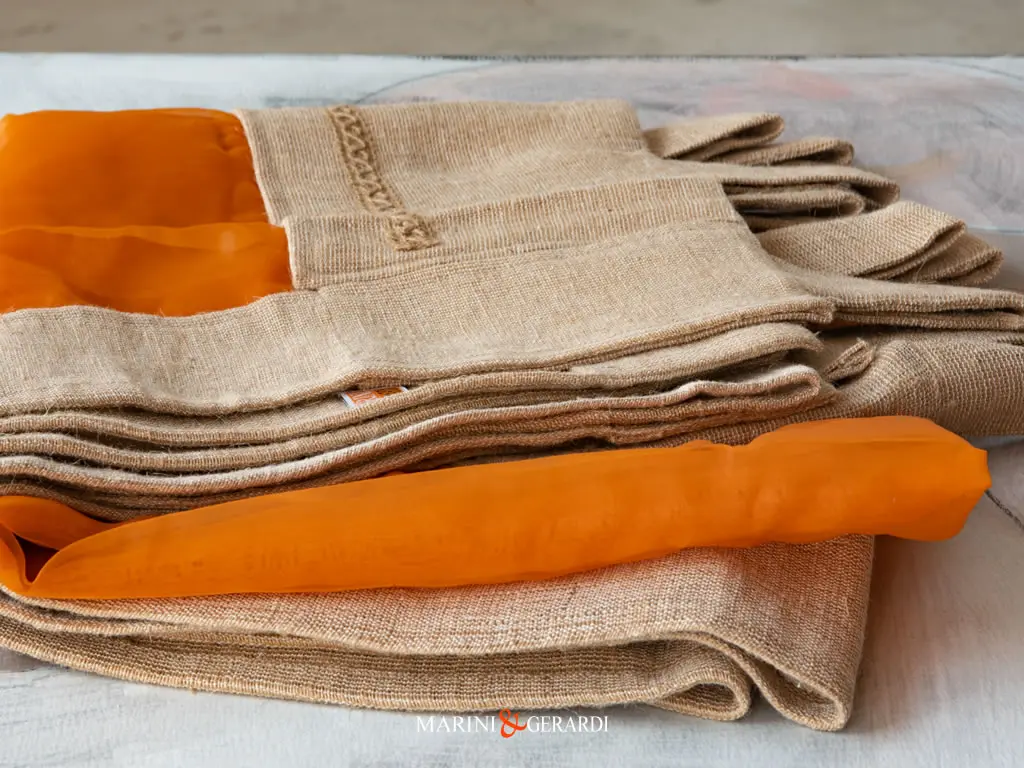 Tenda In Organza Con Asole Bordo Juta Arancio