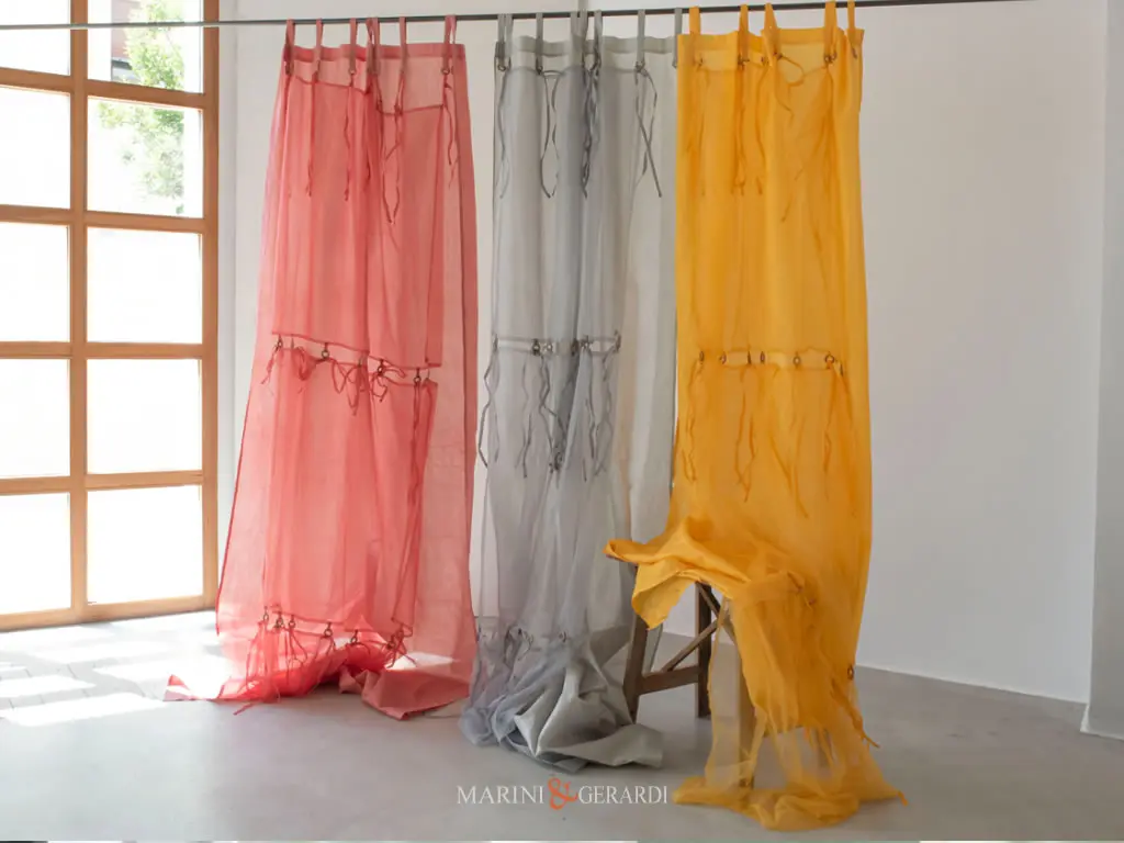 Tenda In Organza Doppio Velo Giallo Grigio Rosa Antico