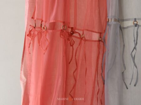 Tenda In Organza Voile Doppio Velo Giallo Grigio Rosa Antico