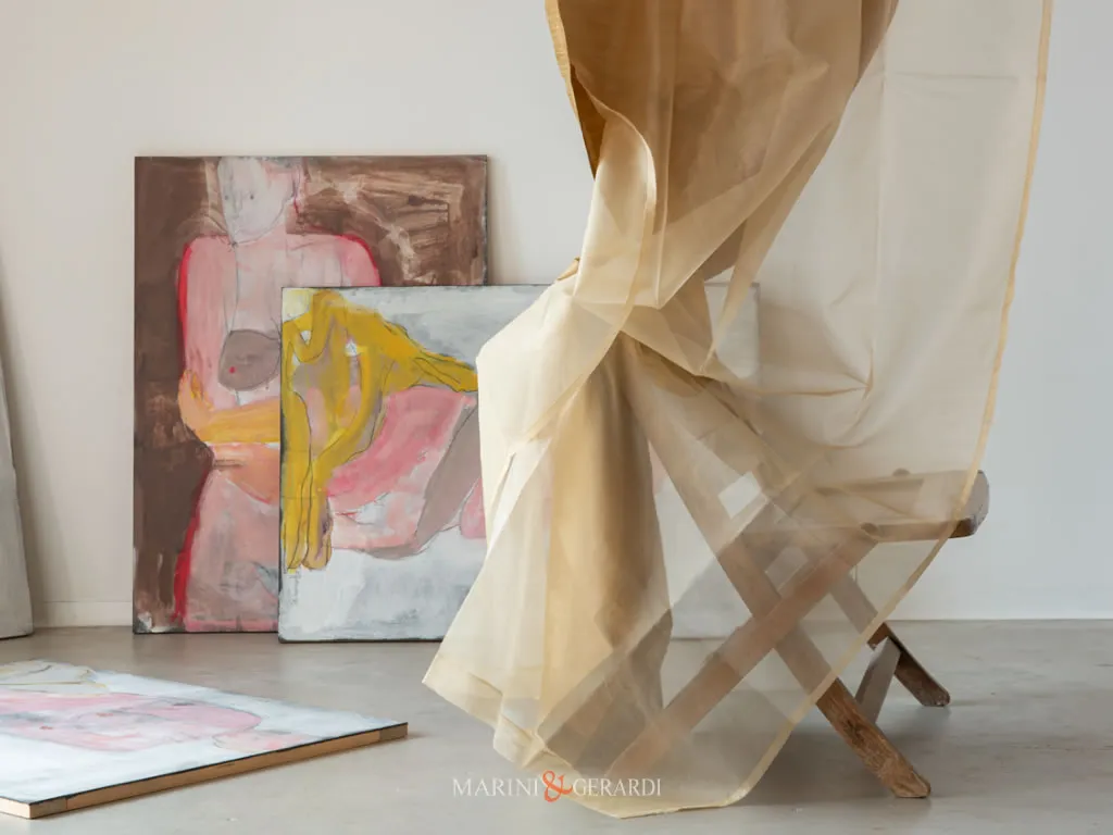 Tenda In Seta Shantung Organza Doppio Pannello Trasparenze Delicate