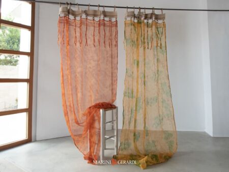 Tendaggi Moderni In Organza Stropicciata Giallo Arancio