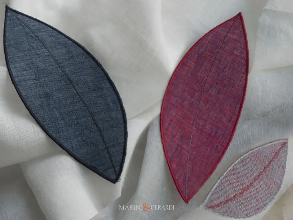 Tende In Lino Nociglia Con Foglie Applicate Artigianalmente