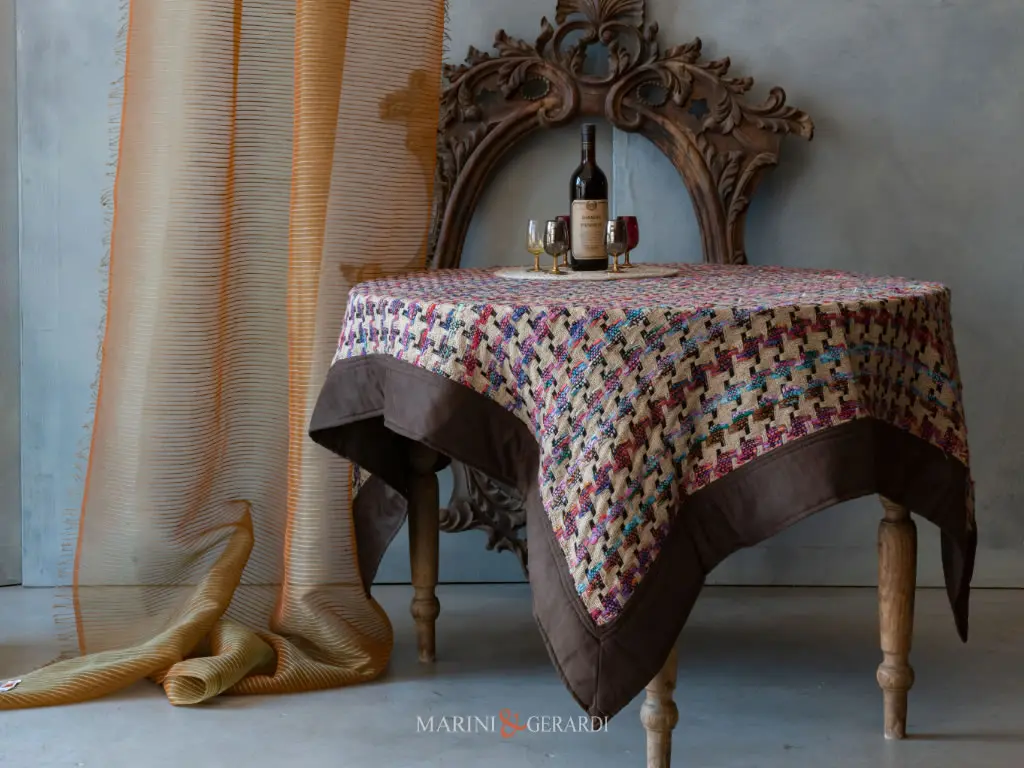 Tende In Seta Per Interni Arancio Selene Con Inserti In Juta